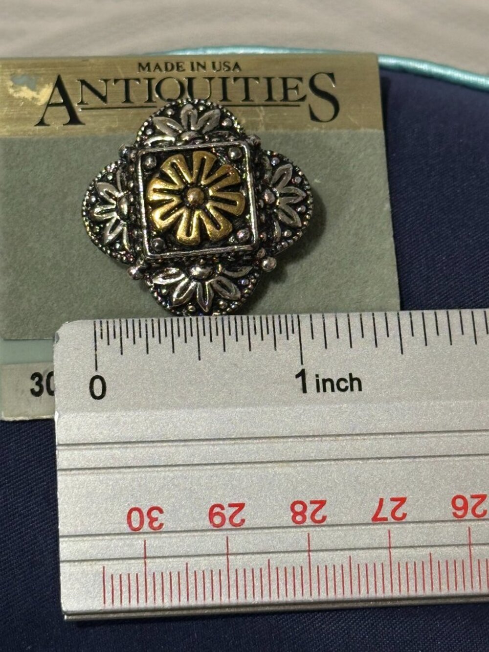 Vintage 1928 Antiquities Classic Two Tone Brooch Silver & Gold Floral Design Pin - Picture 4 of 8